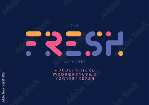 Vector of stylized modern font and alphabet