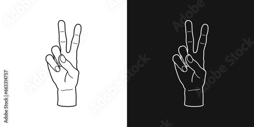 2 fingers hand vector illustration. Hand with bent fingers, peace symbol