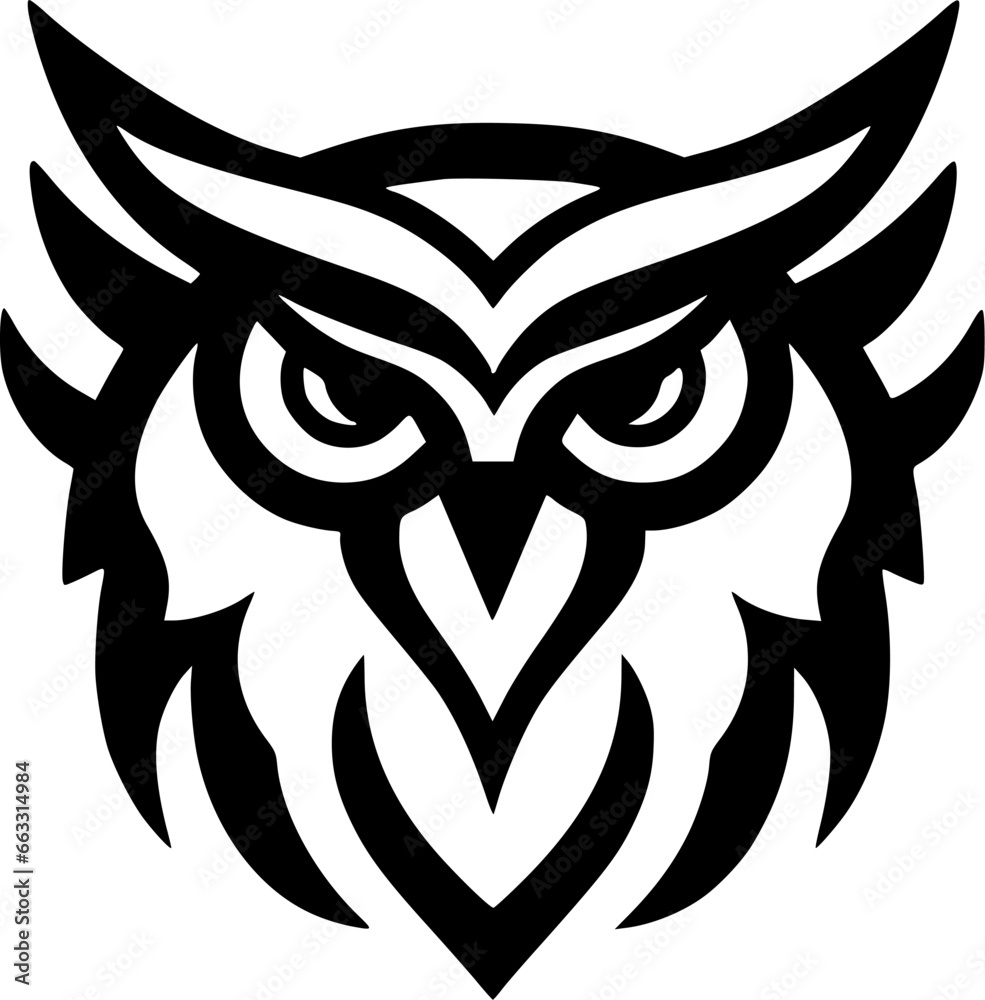 Owl | Black and White Vector illustration Owl | Black and White Vector illustration