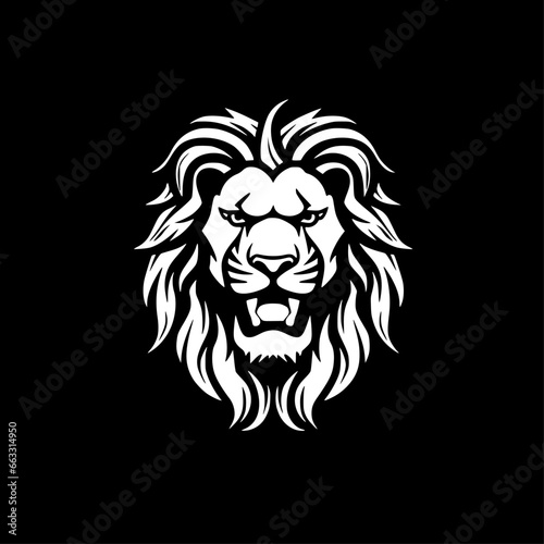 Lion - Black and White Isolated Icon - Vector illustration