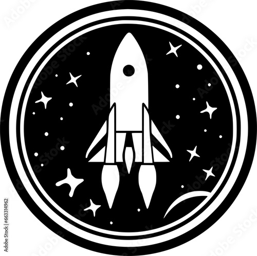 Rocket - Black and White Isolated Icon - Vector illustration