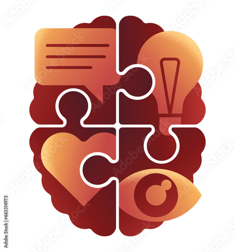 Cognitive Psychology - puzzle pieces as a brain