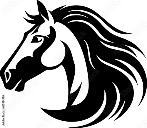 Horse - Black and White Isolated Icon - Vector illustration