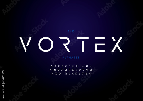 Vector of stylized modern font and alphabet