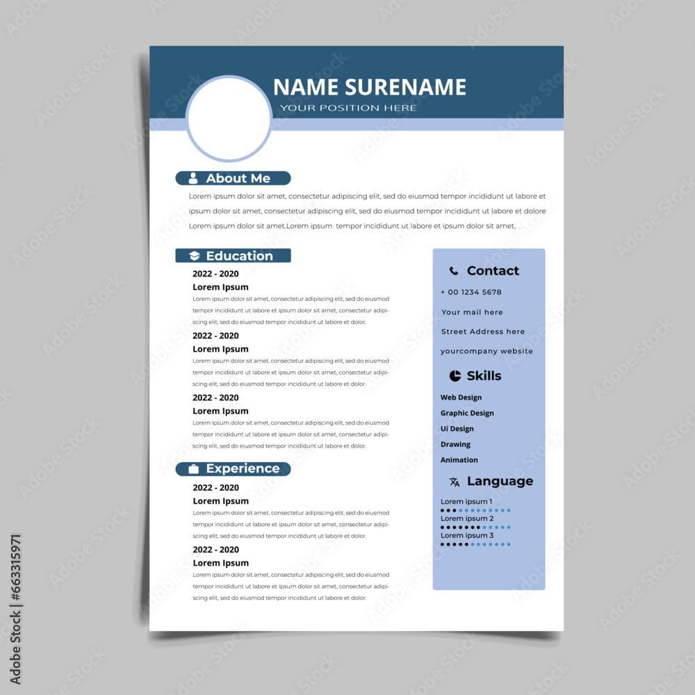 Resume CV vector Graphic Templates design Resume CV vector Graphic Templates design