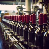 Wine is packaged during the production process