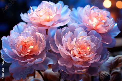 Explore enchanting world of ultraviolet peonies in full bloom, a captivating floral fantasy.