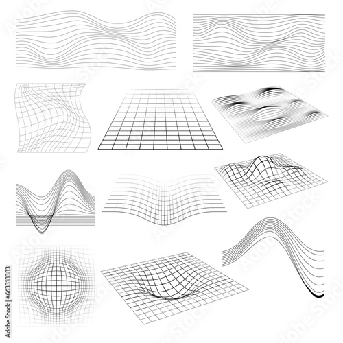Mega collection grid waves background vector