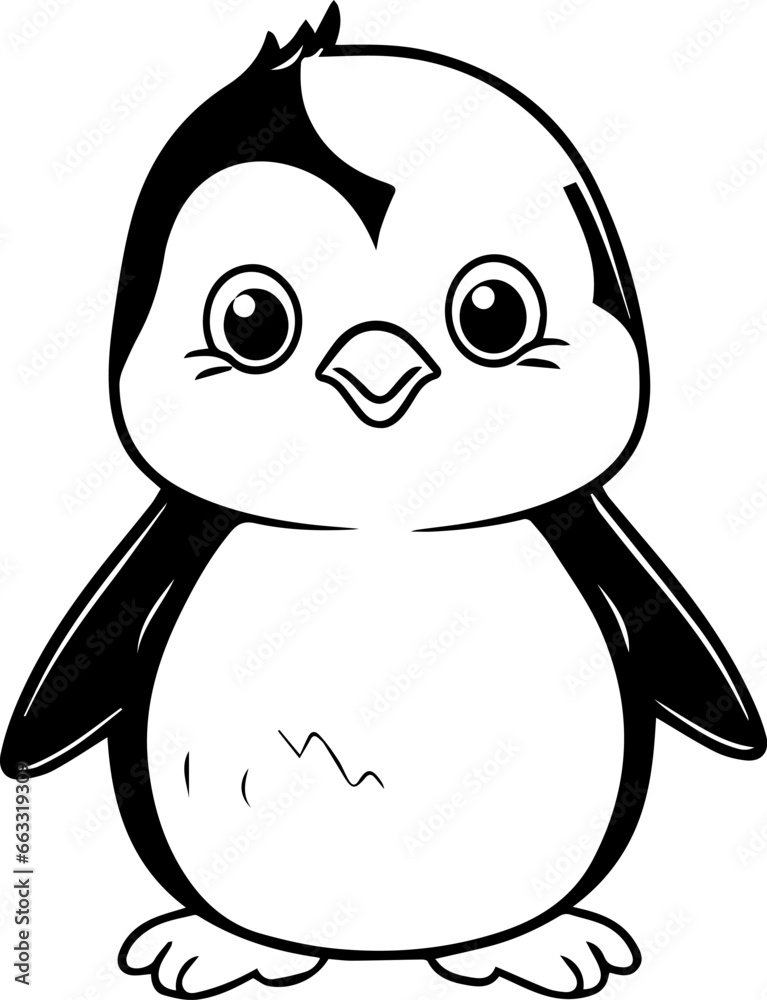 Coloring book, Penguin illustration, kawaii style, line drawing, Penguin Coloring book, Penguin illustration, kawaii style, line drawing, Penguin