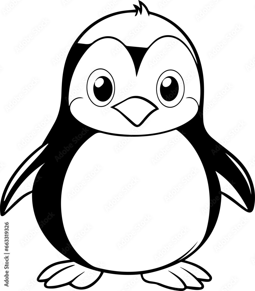 Coloring book, Penguin illustration, kawaii style, line drawing, Penguin Coloring book, Penguin illustration, kawaii style, line drawing, Penguin