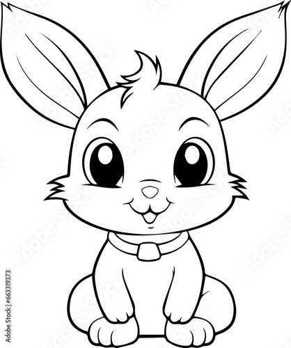 Coloring book, illustration of Rabbit, kawaii style, line drawing, Rabbit