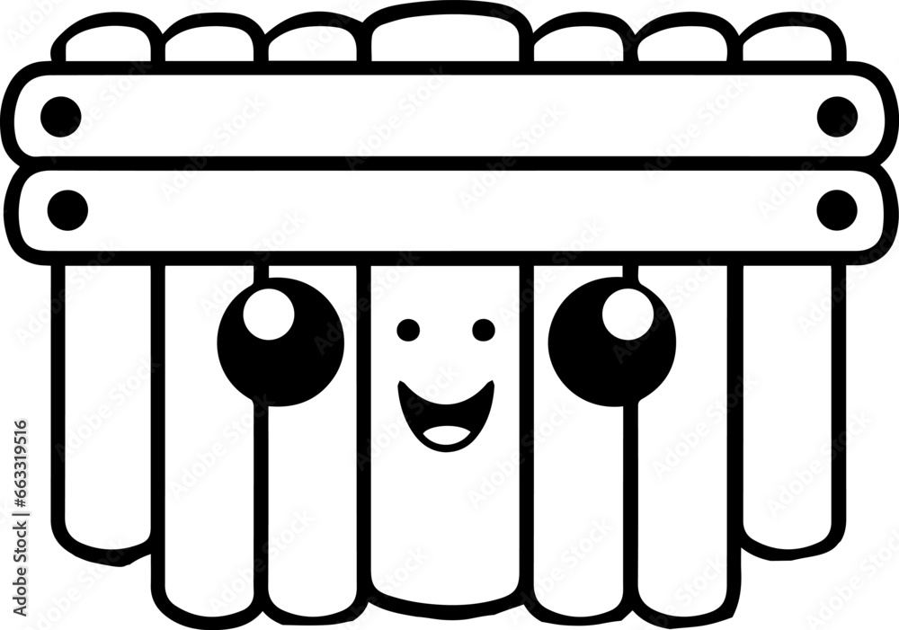 Coloring book, illustration of Xylophone, kawaii style, line drawing