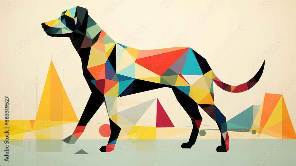 Obraz premium abstract dog artwork, modern geometrical design