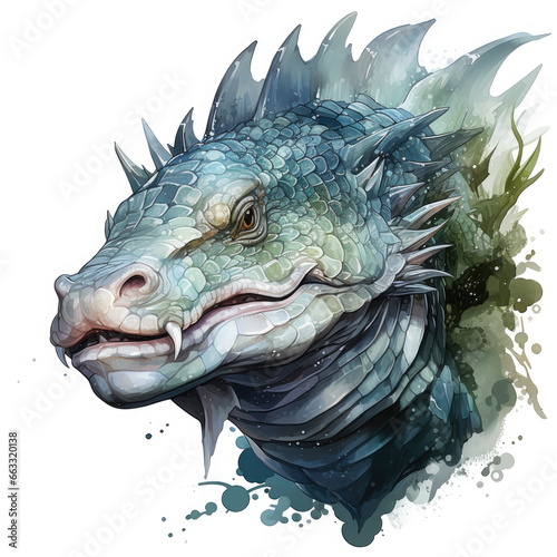 watercolor Halibut dragon clipart  Generative Ai