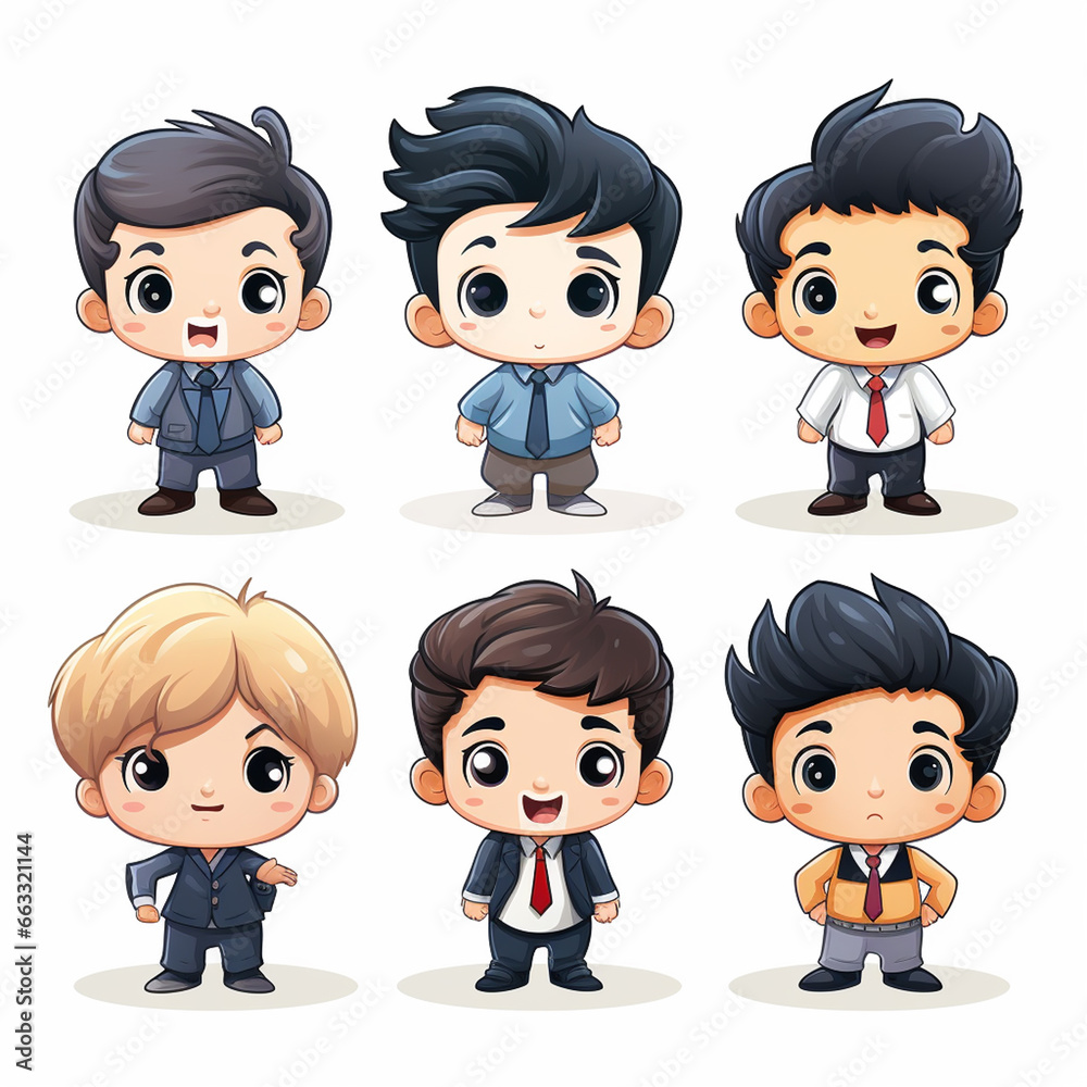 Cute little boys and girls cartoon characters set. Vector illustration. Cute little boys and girls cartoon characters set. Vector illustration.