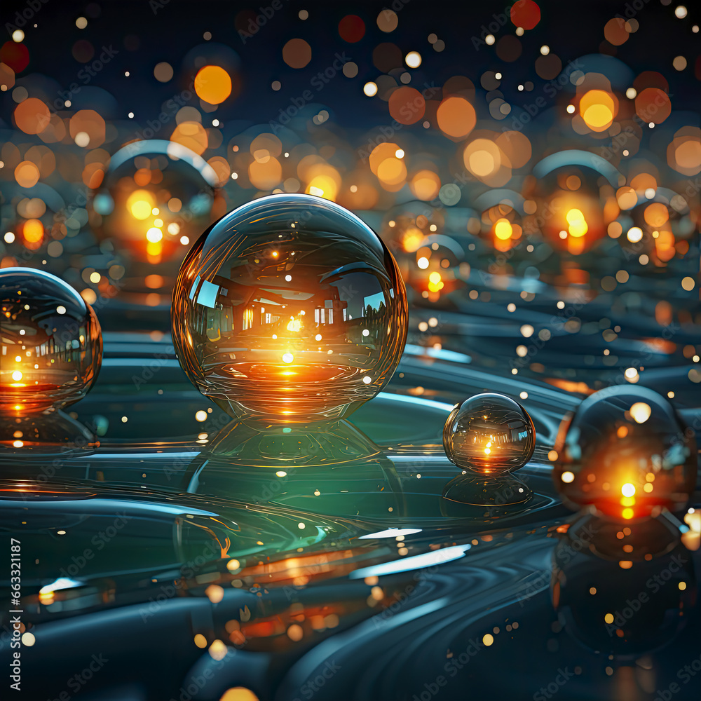 Abstract Backdrop, Wallpaper, Vivid Spheres in Digital Space Abstract Backdrop, Wallpaper, Vivid Spheres in Digital Space