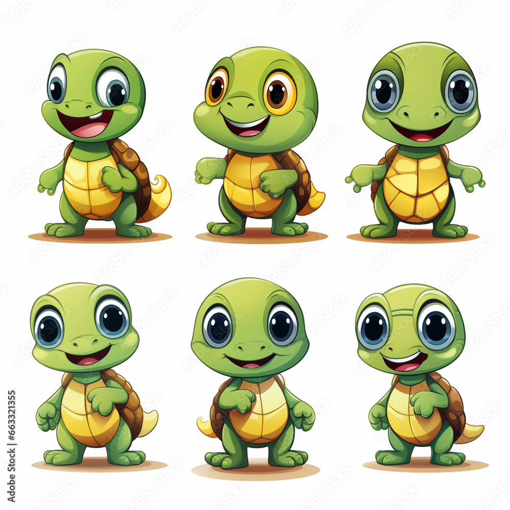 Cute baby crocodiles set. Vector illustration isolated on white background.