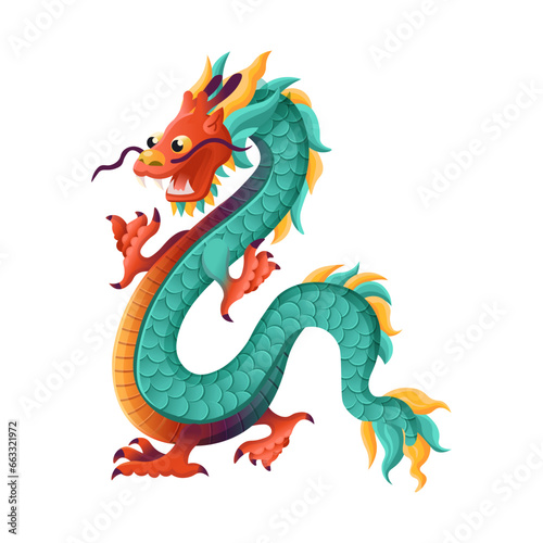 Chinese dragon vector illustration. Chinese dragon, symbol of 2024. zodiac symbol, Calendar 2024 © NADEZHDA