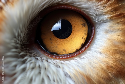 Beautiful barn owl eagle bird looking directly into the camera. Blue eyes. Wildlife scene from forest. Banner with closeup macro fantasy portrait of wild tyto alba. Beautiful bird in nature habitat photo