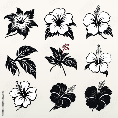 Hibiscus flower icon set vector.