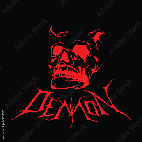 Red Head Demon skull vector illustration