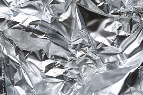 A Detailed Close-Up of the Intricate Patterns and Reflective Surface of Textured Aluminum Foil, showcasing its Smooth and Shiny Silver Craftsmanship