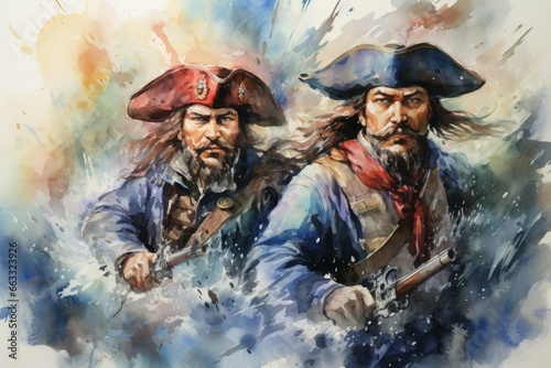 Daring pirate captains sailing enchanted seas - Generative AI