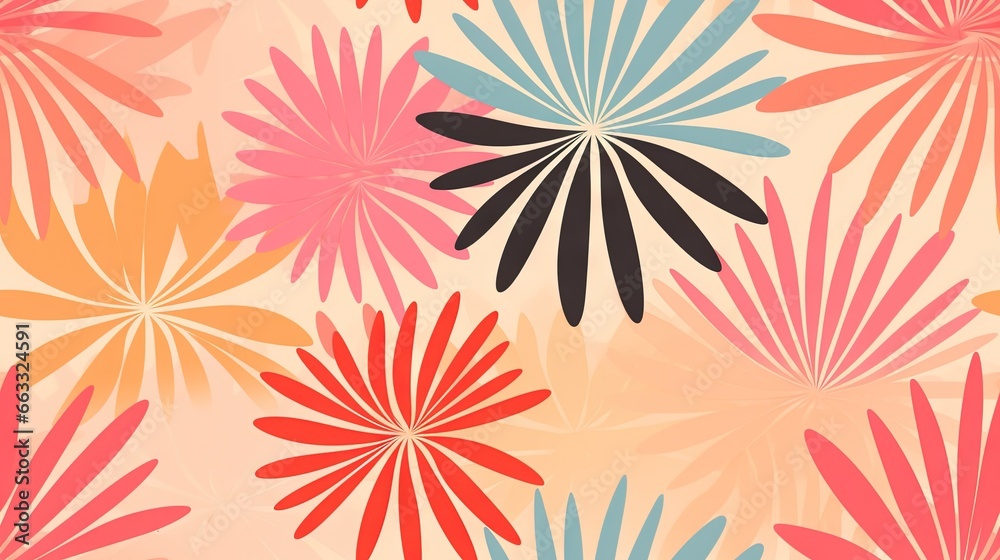 a colorful flower pattern with many petals on a beige background. generative ai a colorful flower pattern with many petals on a beige background. generative ai
