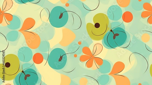  a colorful pattern of flowers and butterflies on a blue background. generative ai