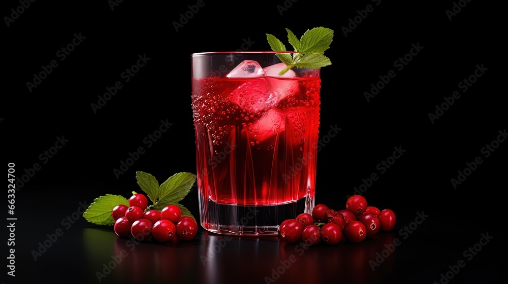 a glass filled with ice and cherries on a table. generative ai a glass filled with ice and cherries on a table. generative ai