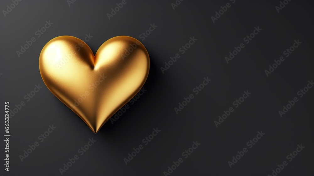 a gold heart shaped object on a black background with a shadow. generative ai a gold heart shaped object on a black background with a shadow. generative ai