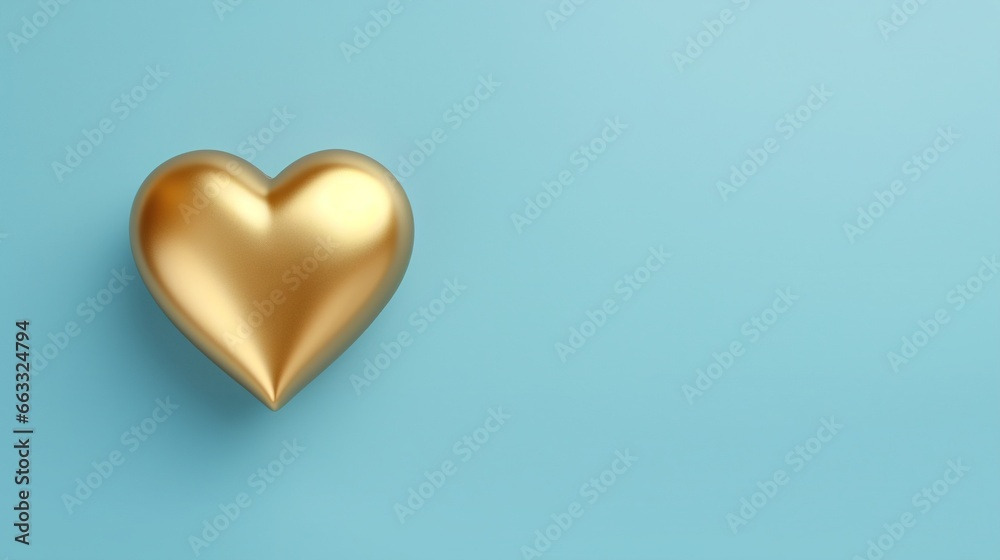 a gold heart shaped object on a blue background with a shadow of the object in the middle of the image is a gold heart shaped object. generative ai a gold heart shaped object on a blue background with a shadow of the object in the middle of the image is a gold heart shaped object. generative ai