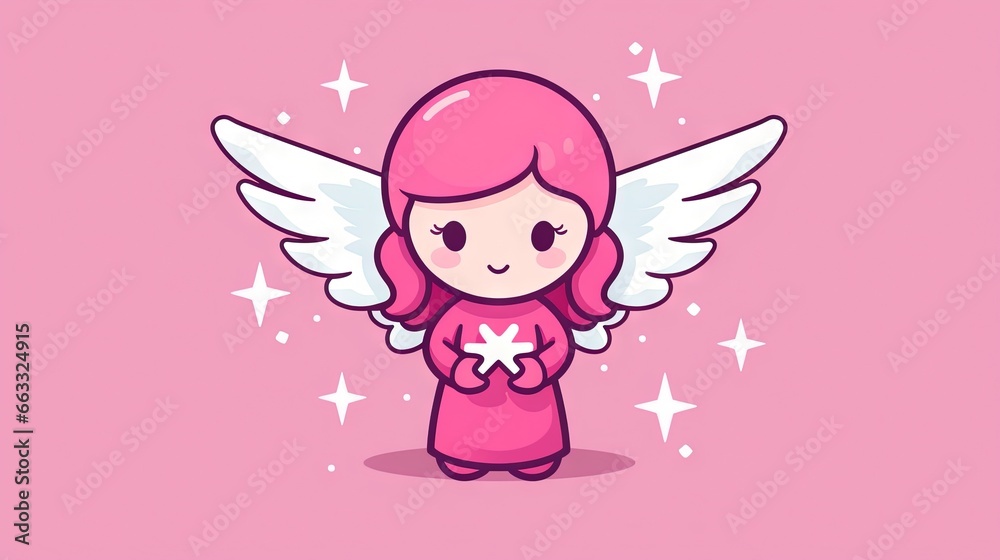  a pink angel with white wings and a star on her chest.  generative ai