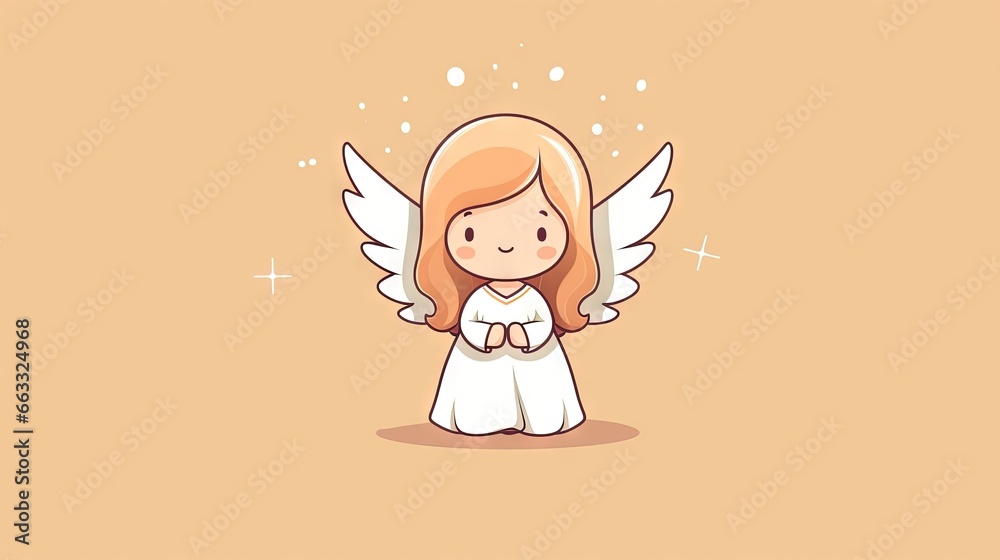 a little angel with white wings and a halo around its neck. generative ai a little angel with white wings and a halo around its neck. generative ai
