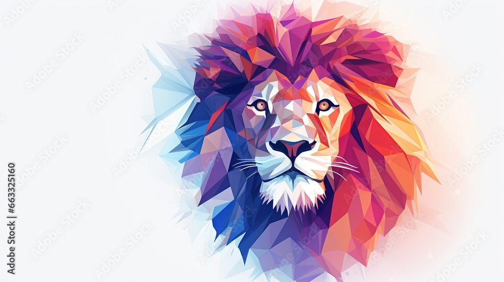  a colorful lion's head is shown in this image.  generative ai