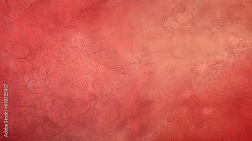 scarlet background  red with barely noticeable floral ornament  surface  wall vintage blurred with copy space