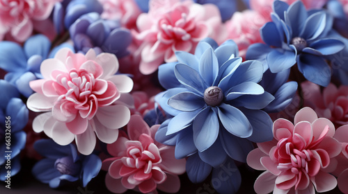 pink and blue flowers HD 8K wallpaper Stock Photographic Image