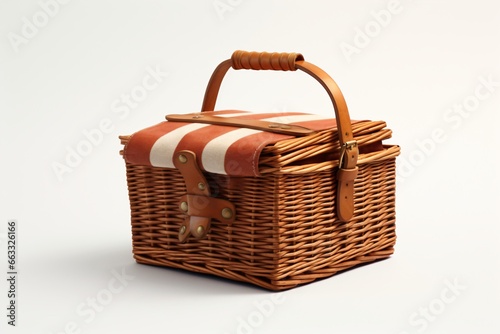 A picnic basket isolated on a white background
