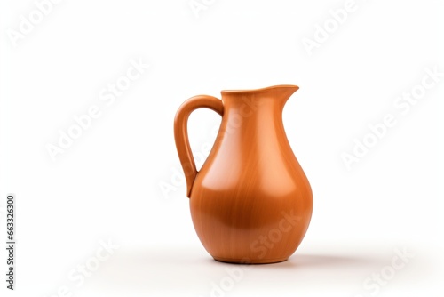 Brown ceramic jug isolated on a white background