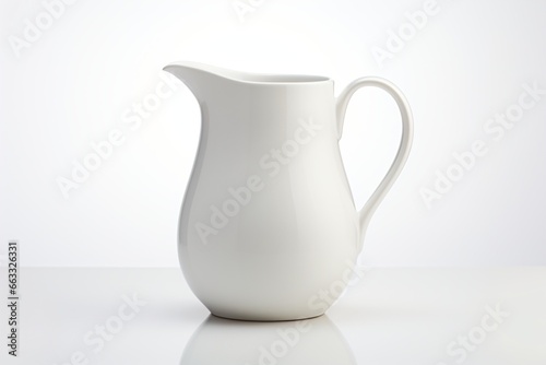 White ceramic jug isolated on a white background photo