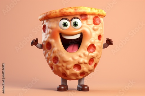 Cute pizza cartoon character