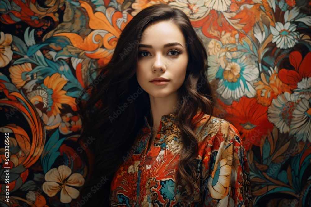 A chinese fashion model portrait photography in a beautiful traditional modern chinese outfit