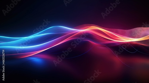  a colorful wave of light on a black background with a black background. generative ai