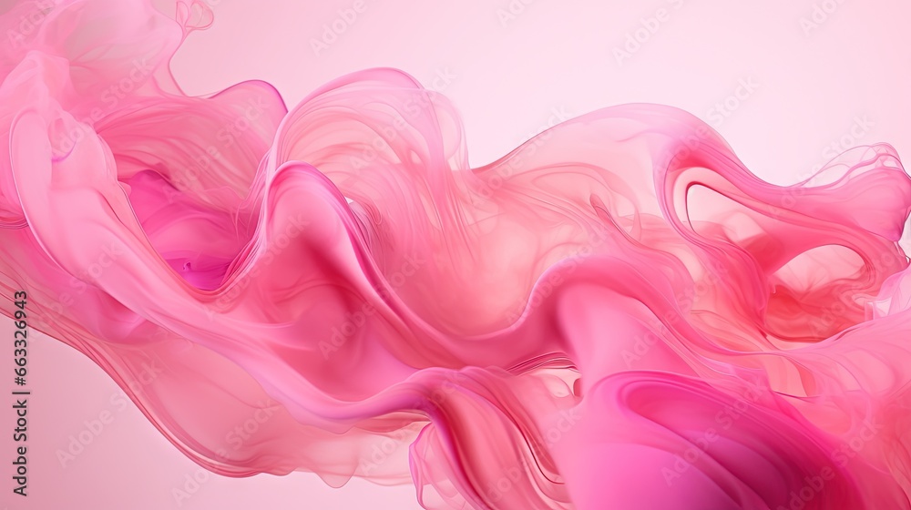  a pink and pink liquid is in the air with a white background.  generative ai