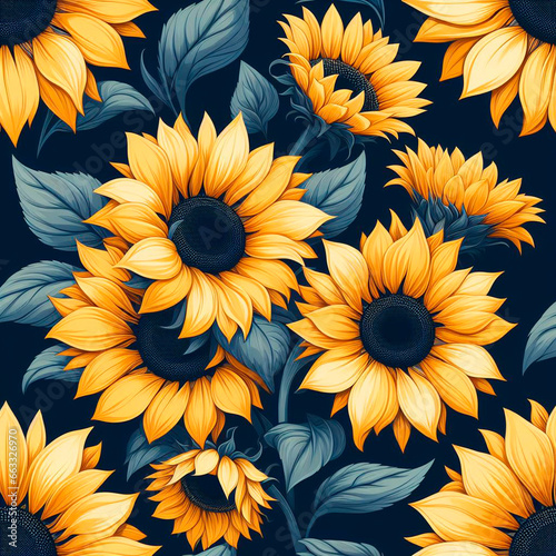 Sunflower field with pattern for background .