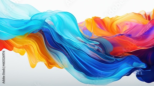  a multicolored wave of fluid paint on a white background. generative ai