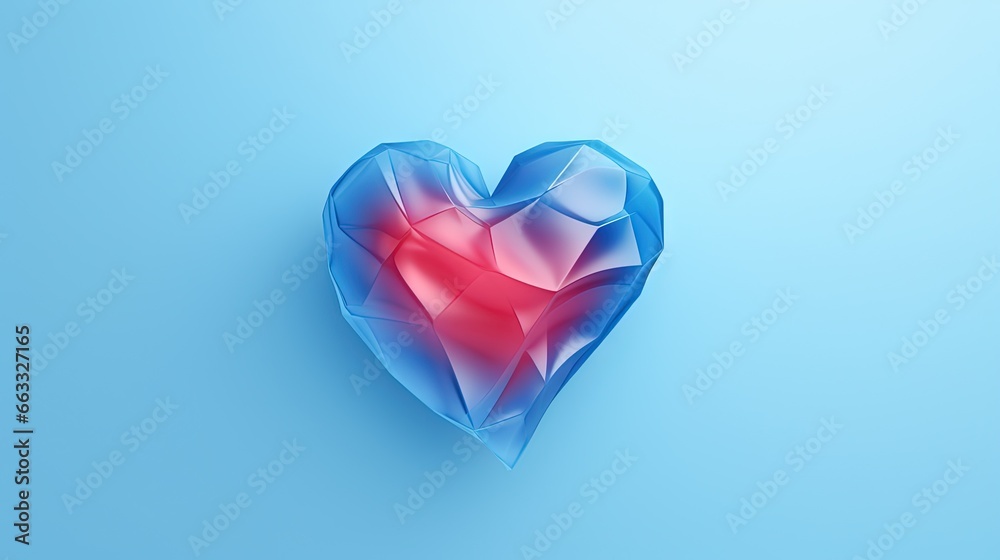 a blue heart shaped object on a blue background with a red center. generative ai a blue heart shaped object on a blue background with a red center. generative ai