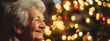 celebrate festive christmas seasonal greeting event old senior happiness retire people enjoy appreciate looking beautiful decorating christmas tree with light bokeh beauty ornament happiness moment