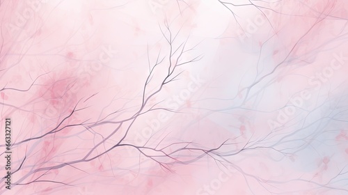  a pink and blue background with a tree branch in the foreground.  generative ai