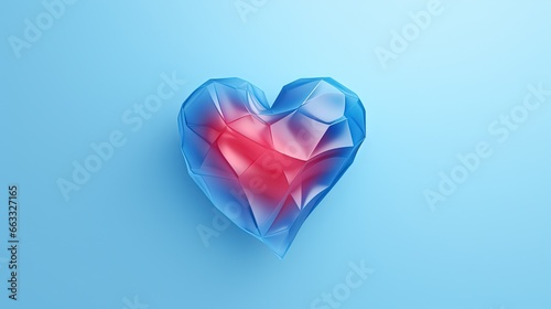  a blue heart shaped object on a blue background with a red center. generative ai
